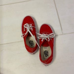 red laced slip on vans